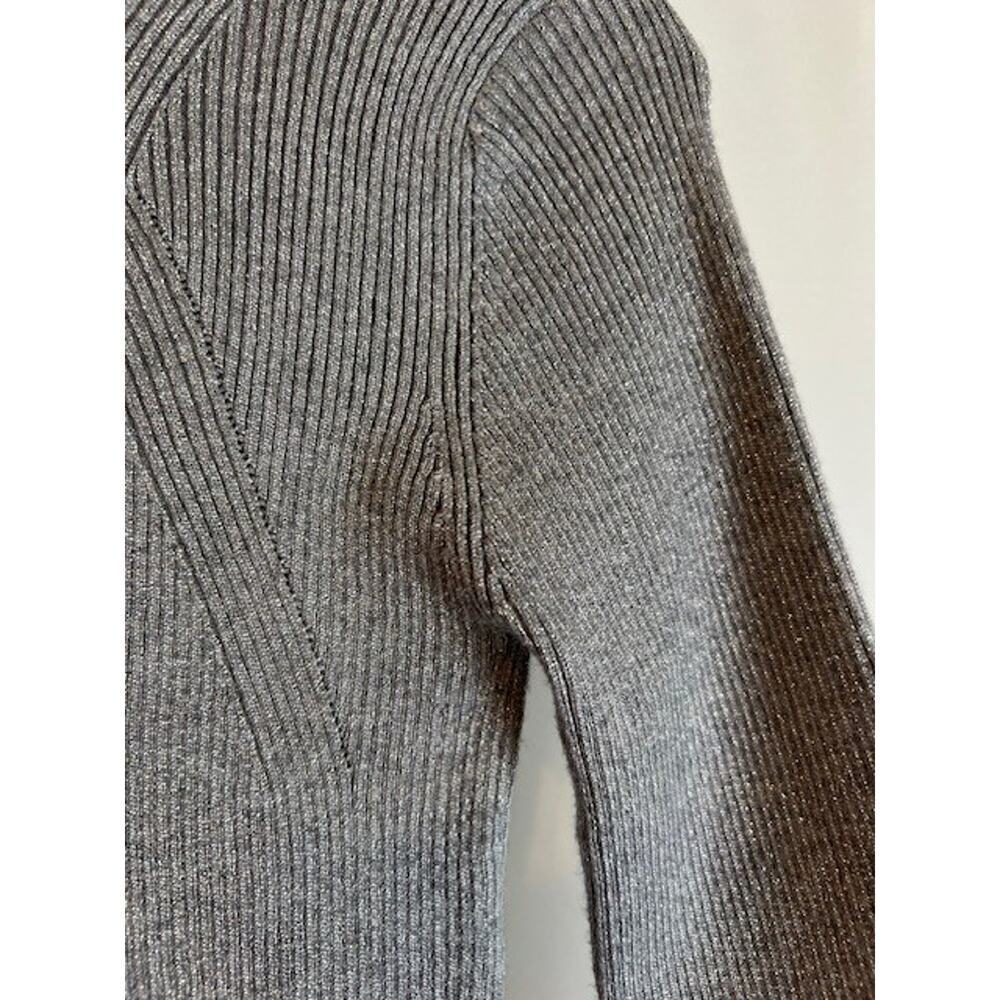 Steve Madden Metallic Silver/Gray Rib Mock Neck Sweater – Sz S - Picture 4 of 8